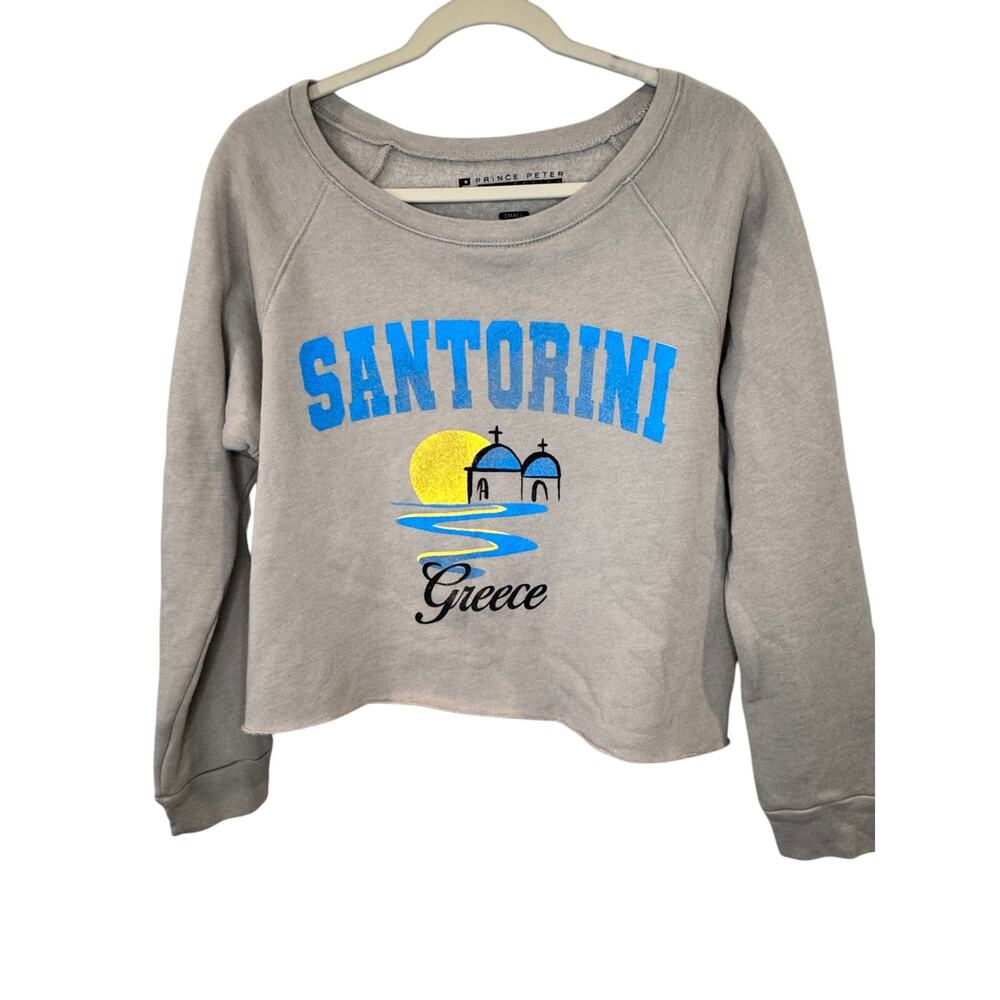 Prince Peter Collection Small Santorini Greece Crop Sweatshirt graphic SO SOFT!